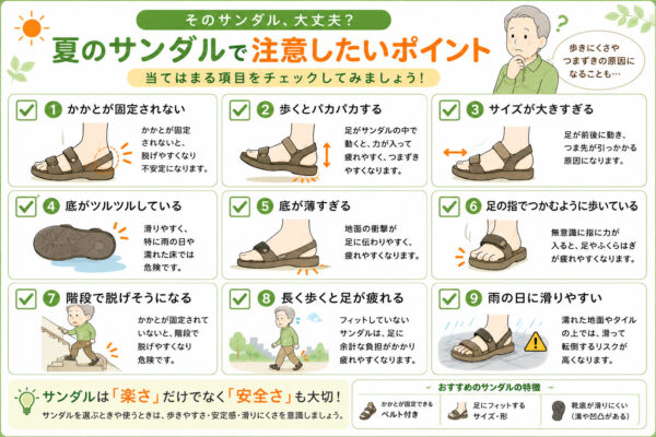 サンダルの注意ポイント