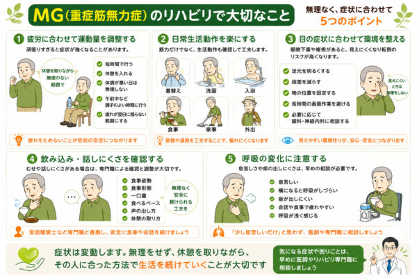 MGのリハビリで気を付けたい事